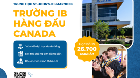 Khám phá lộ trình IB quốc tế và học bổng 26.700 CAD/năm tại trung học St. John’s-Kilmarnock (Canada)